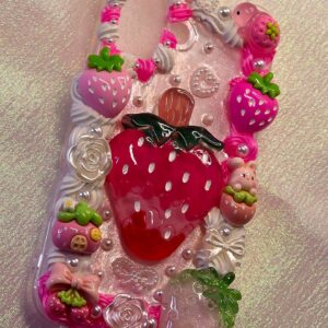 Pink Lovely Strawberry Flatback Application Decoden Phone Case (Any Phone Model)