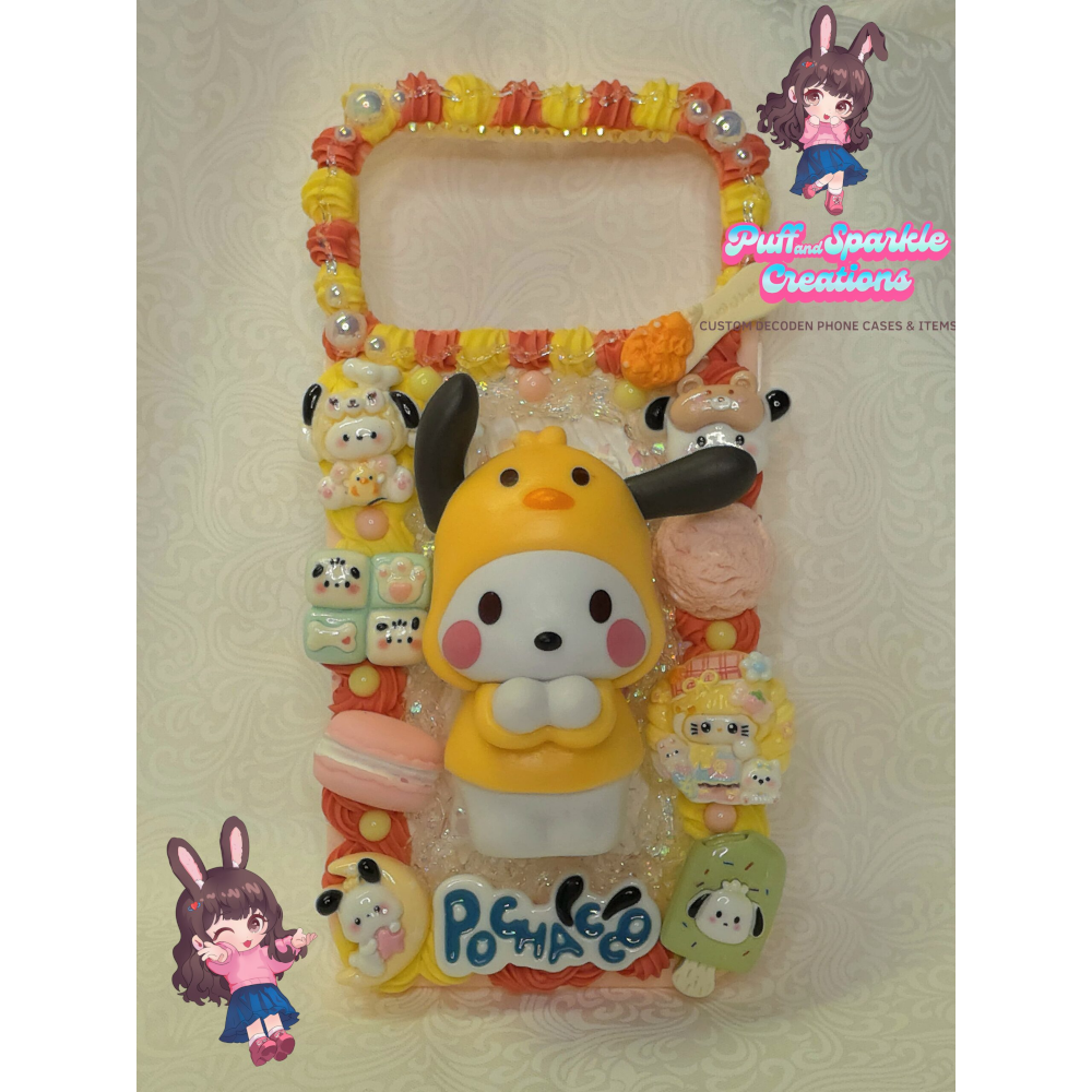Fun Pochacco Flatback Application Decoden Phone Case (Any Phone Model)