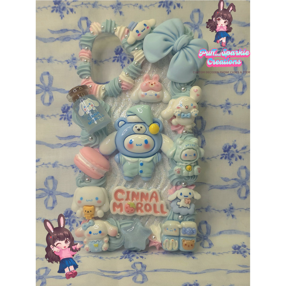 Sky Blue Cinnamoroll Flatback Application Decoden Phone Case (Any Phone Model)