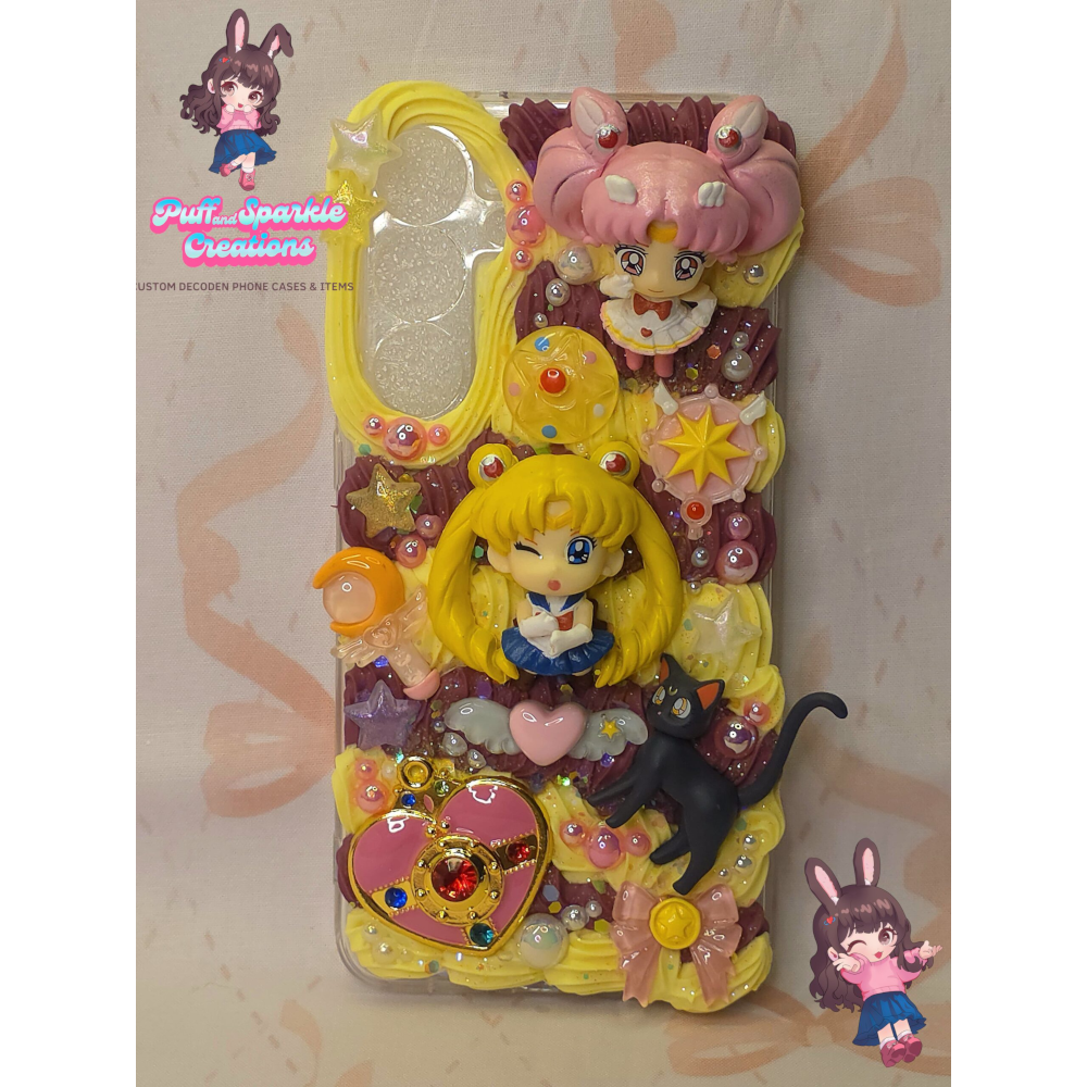 Sailor Moon & Chibi Moon Full Coverage Decoden Phone Case (Any Phone Model)