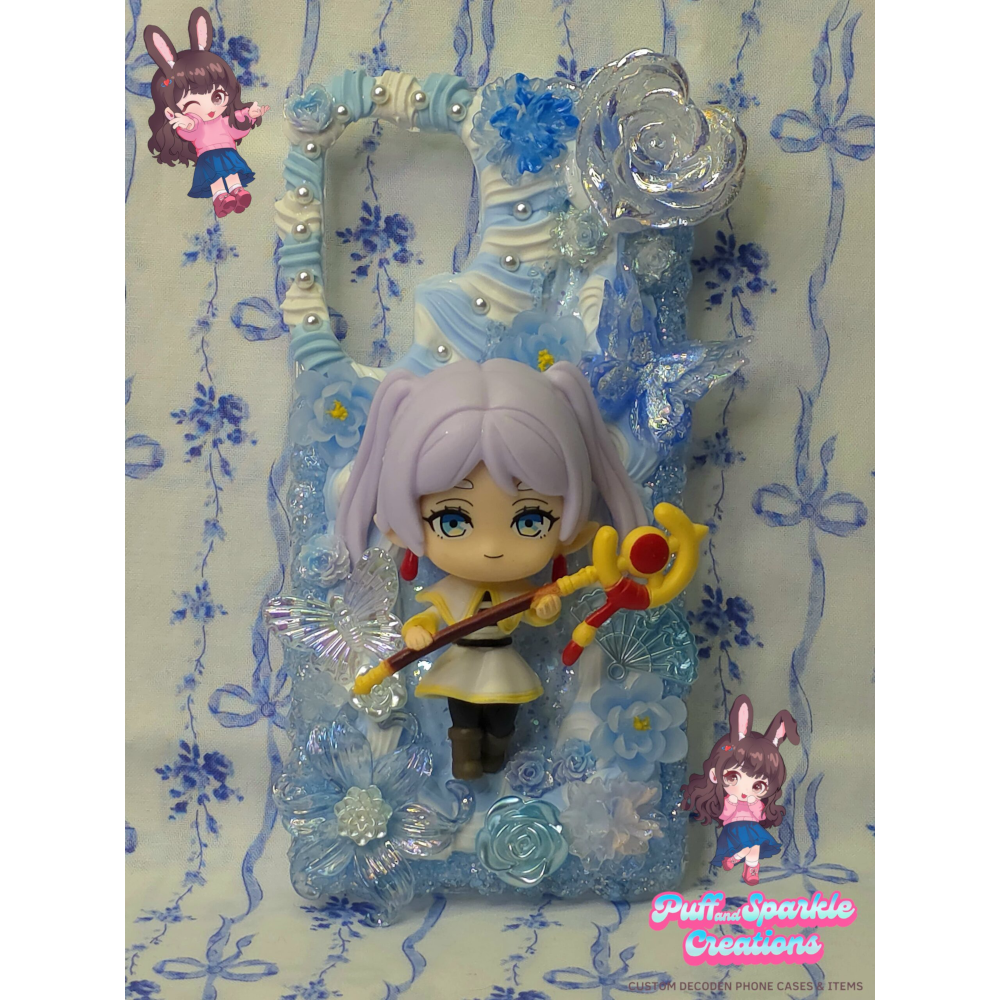 Blue Flower Frieren Flatback Application Decoden Phone Case (Any Phone Model)