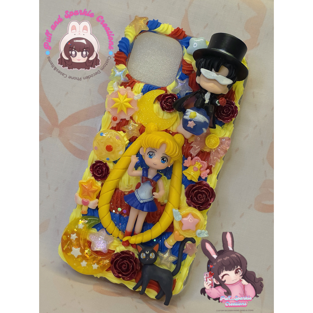 Sailor Moon & Tuxedo Mask Full Coverage Decoden Phone Case (Any Phone Model) - Image 2