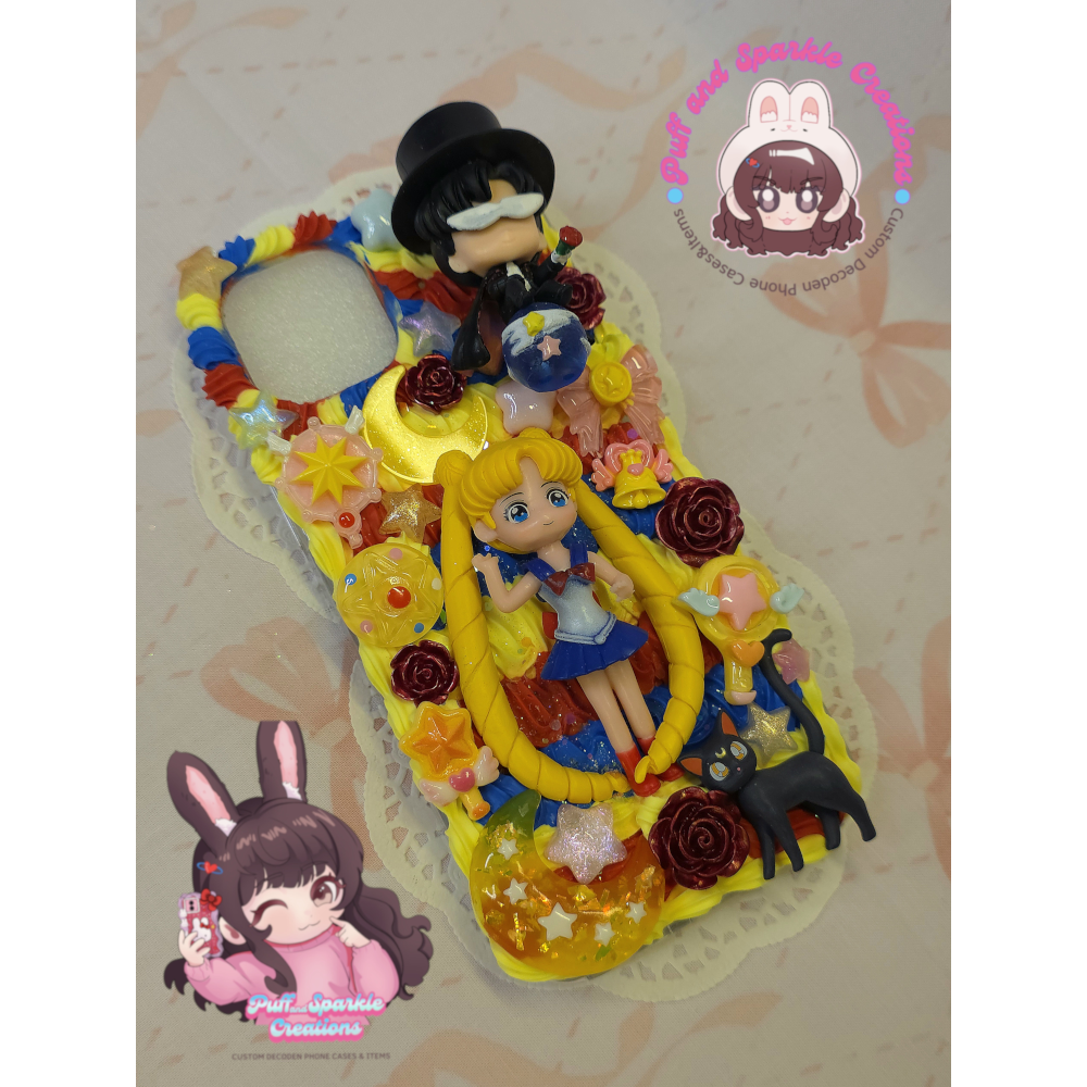 Sailor Moon & Tuxedo Mask Full Coverage Decoden Phone Case (Any Phone Model) - Image 3