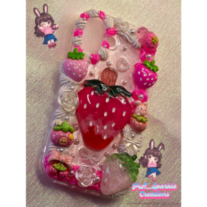 Pink Lovely Strawberry Flatback Application Decoden Phone Case (Any Phone Model)