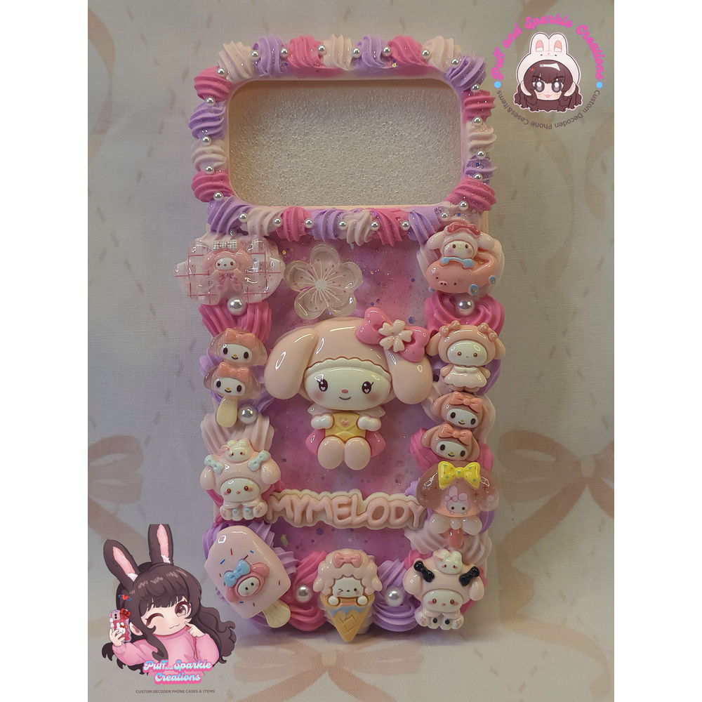 Pink My Melody Flatback Application Decoden Phone Case (Any Phone Model)