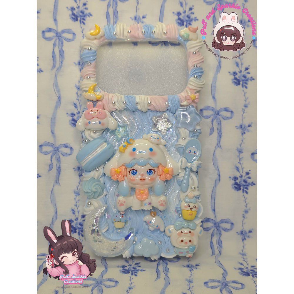 Skullpanda x Cinnamoroll Flatback Application Decoden Phone Case (Any Phone Model)
